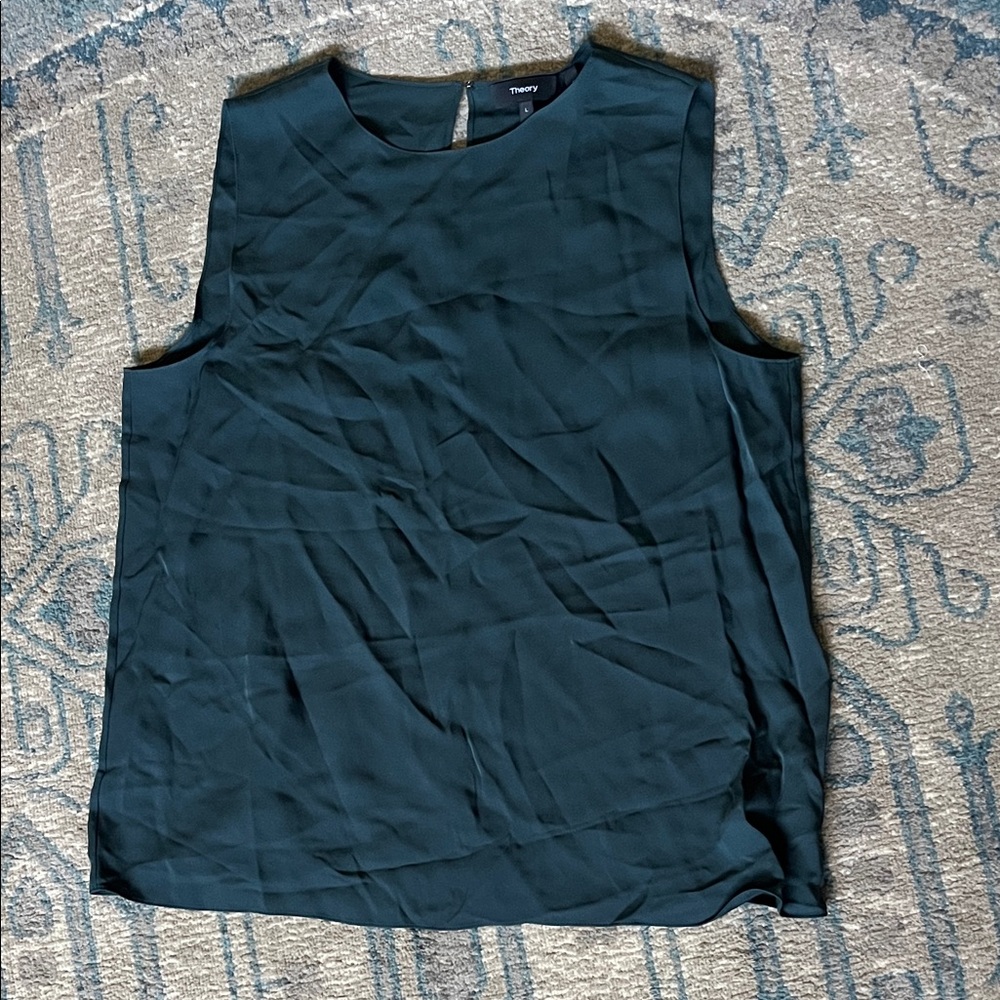 Theory Women's Silk Sleeveless Blouse - Dark Green BNWT